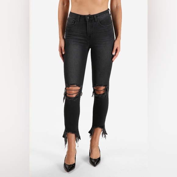 L'AGENCE Denim - L'Agence High Line Skinny Jeans in "Night Destruction” Distressed Size 27 NWOT